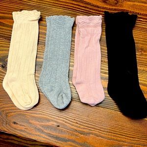 Baby girl knee high socks - tan gray pink black